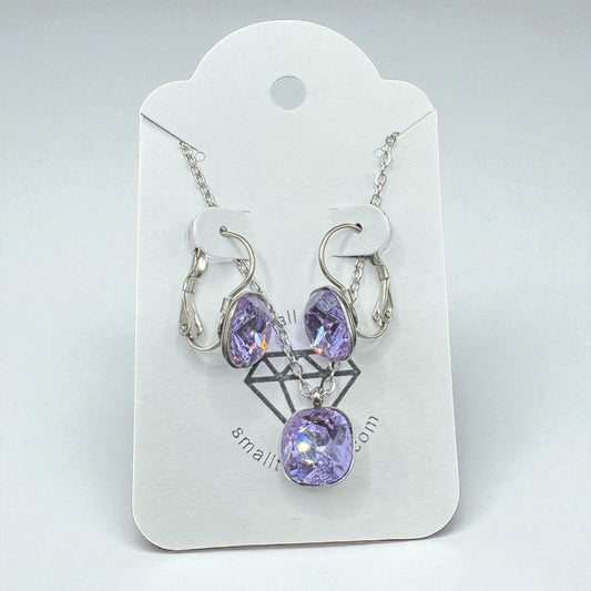 Amethyst Faceted Cut Earring and Necklace Set
