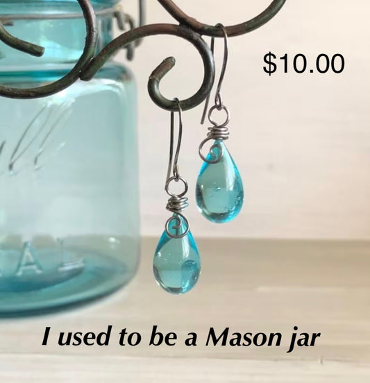 Mason Jar Teardrop Dangle Earrings