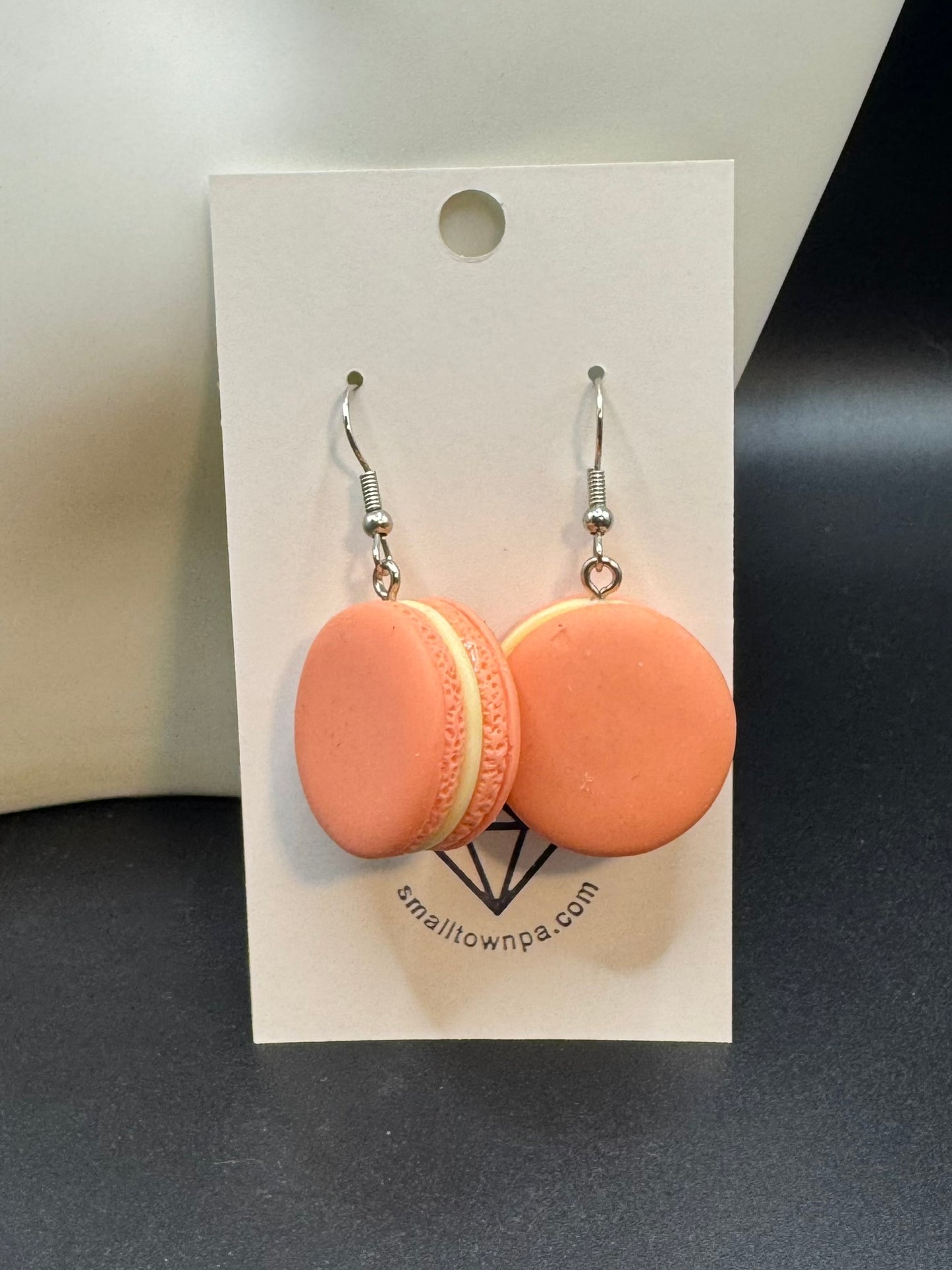 French Macaron Dangle Earrings (Orange)