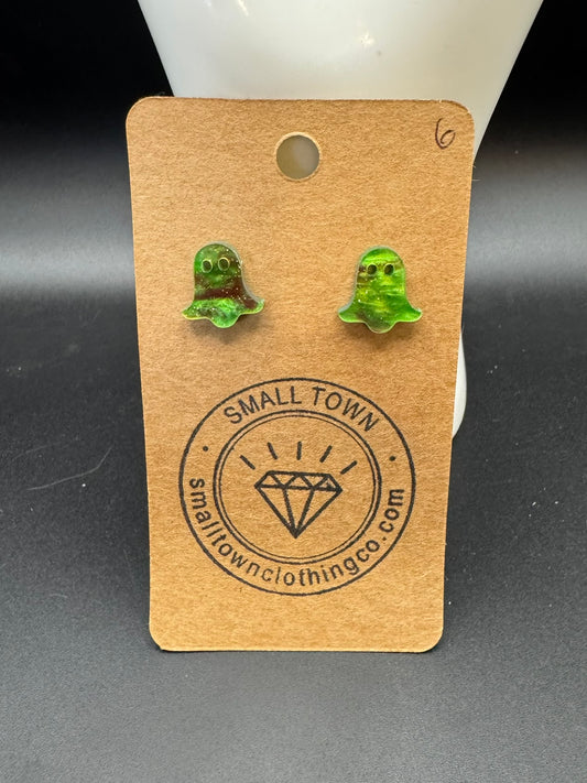 Green Starry Night Ghost Studs