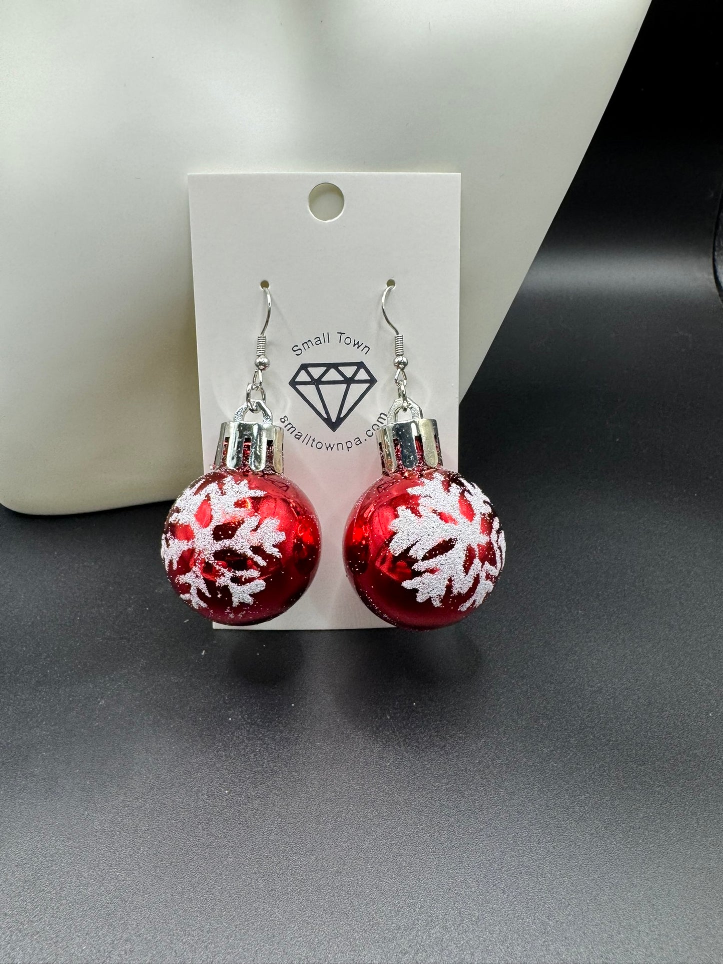 Red Christmas Ball Dangle Earrings