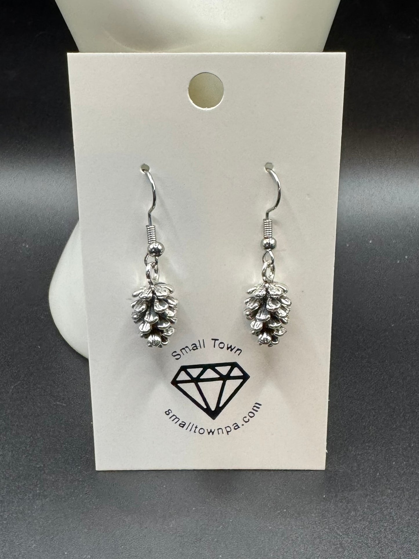 Silver Pinecone Dangle Earrings