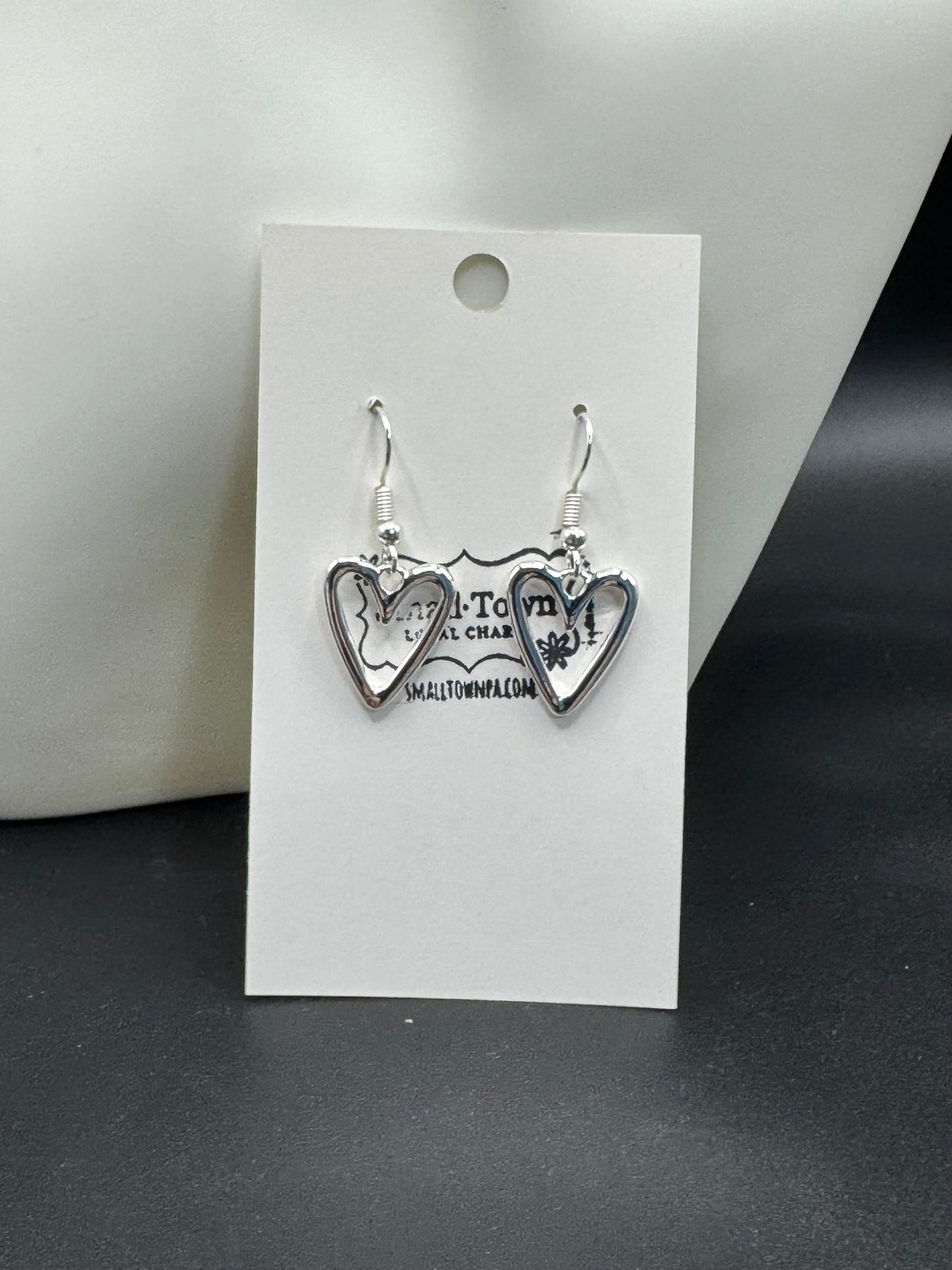Silver Plated Heart Dangle Earrings