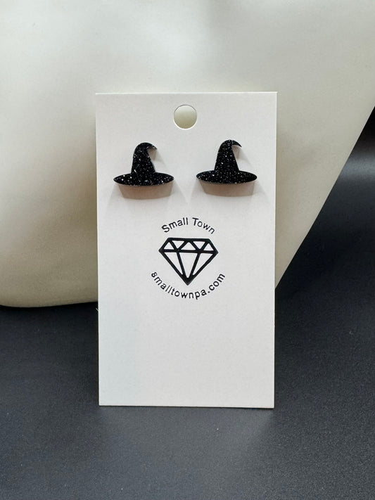 Sparkle Witch Hat Stud Earrings