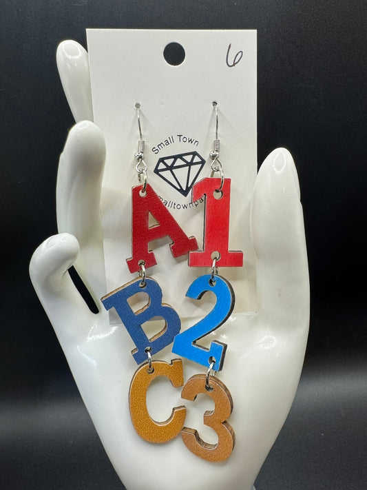 ABC123 Dangle Earrings