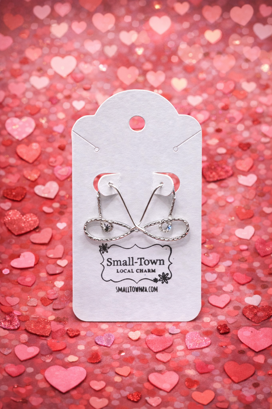 925 Sterling Silver Twisted Heart Hoop Earrings