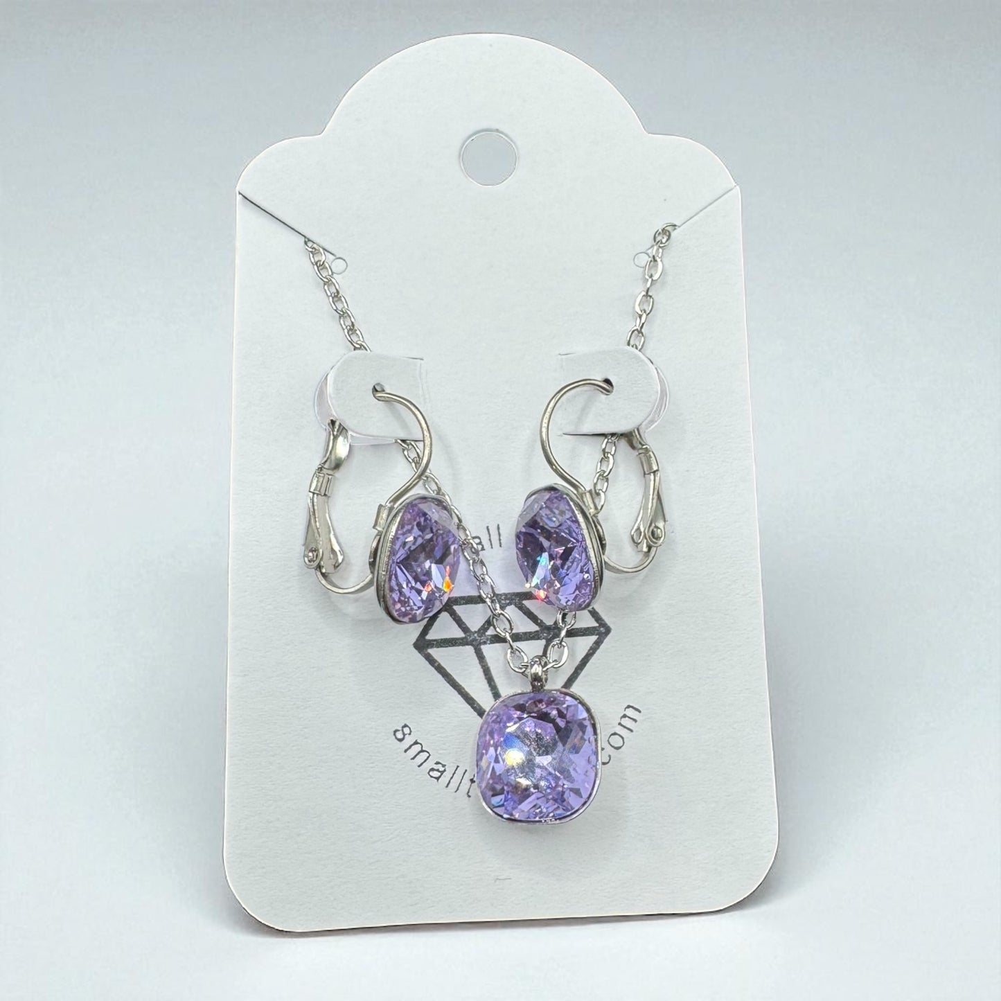 Amethyst Faceted Cut Earring and Necklace Set