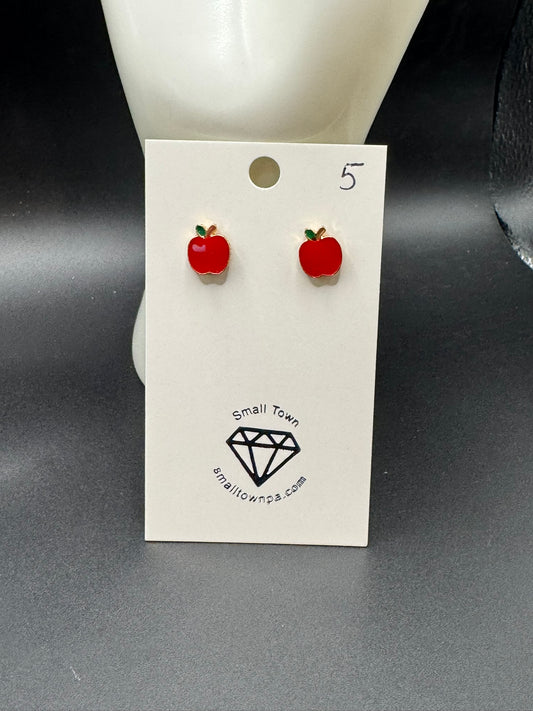 Red Apple Stud Earrings