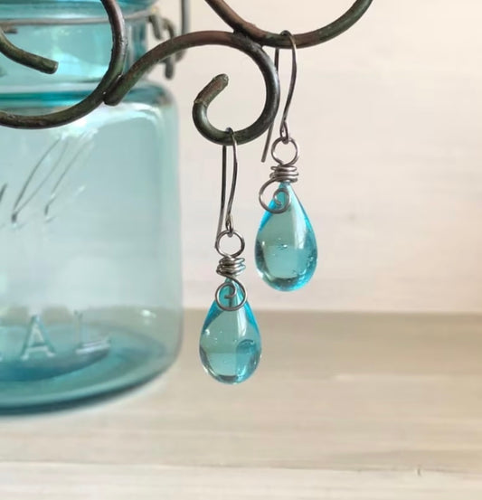 Mason Jar Teardrop Dangle Earrings
