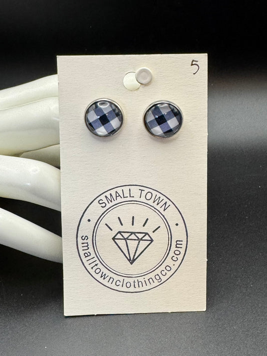 Black and White Plaid Studs