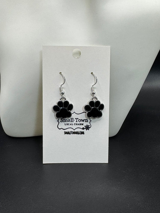Blue Paw Print Dangle Earrings