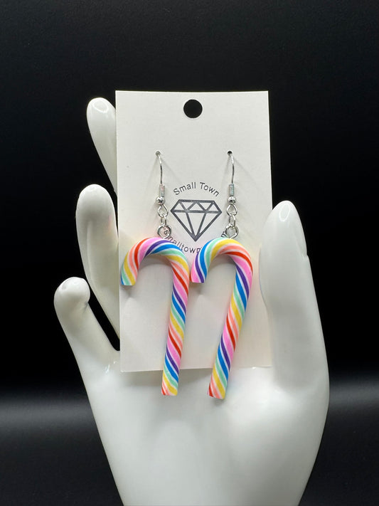 Candy Cane Rainbow Dangle Earrings