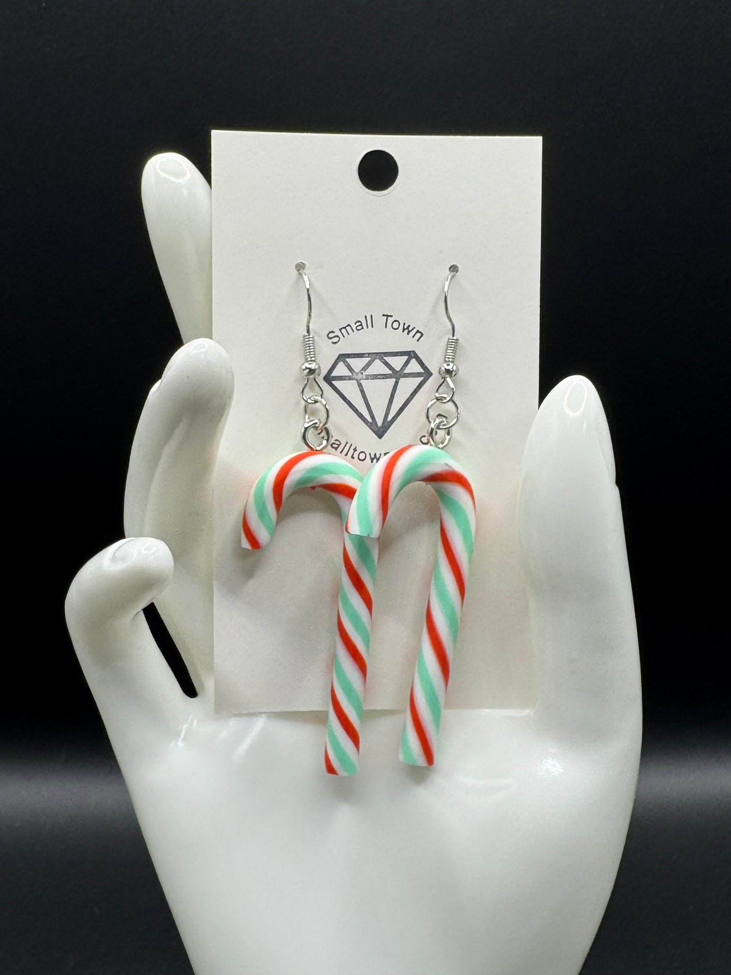Candy Cane Red and Green Dangle Earrings