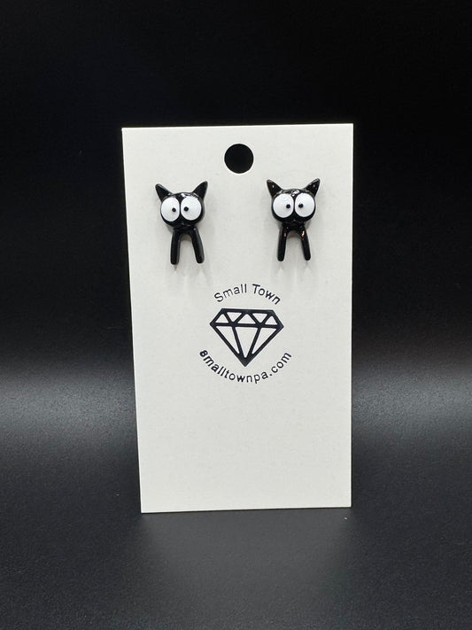 Cat Through Ear Stud Earrings