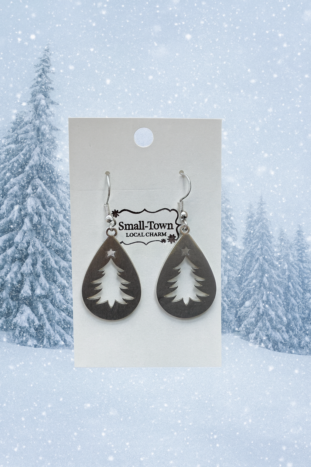 Christmas Tree Cutout Dangle Earrings