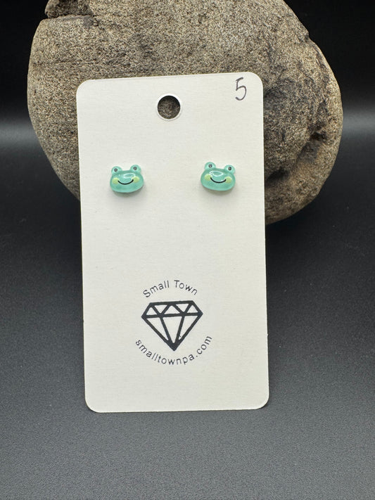 Frog Face Stud Earrings