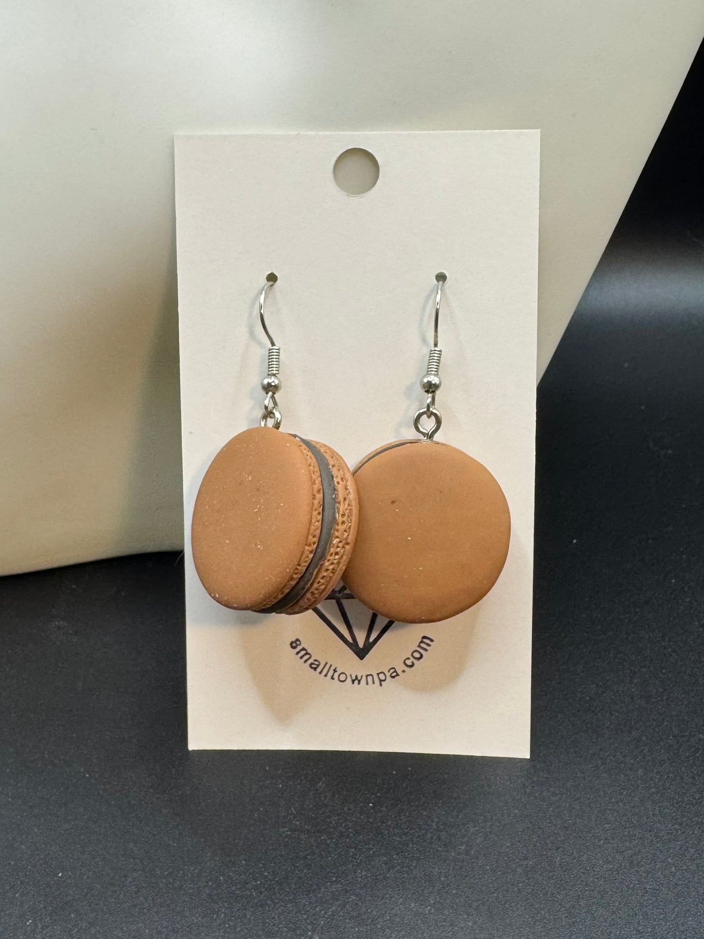 French Macaron Dangle Earrings (Brown)