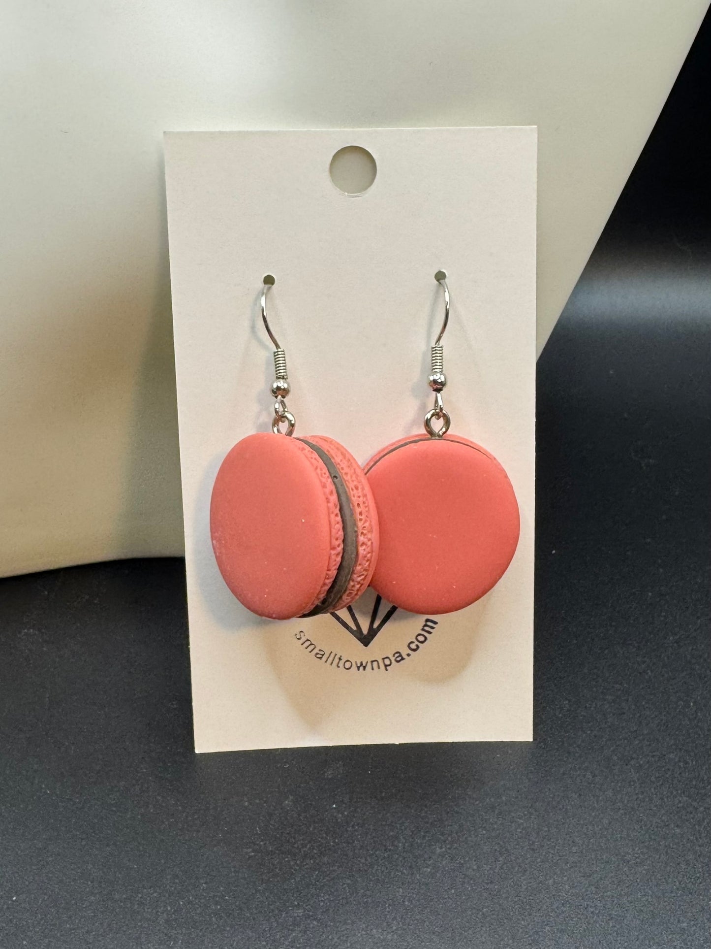 French Macaron Dangle Earrings (Red)