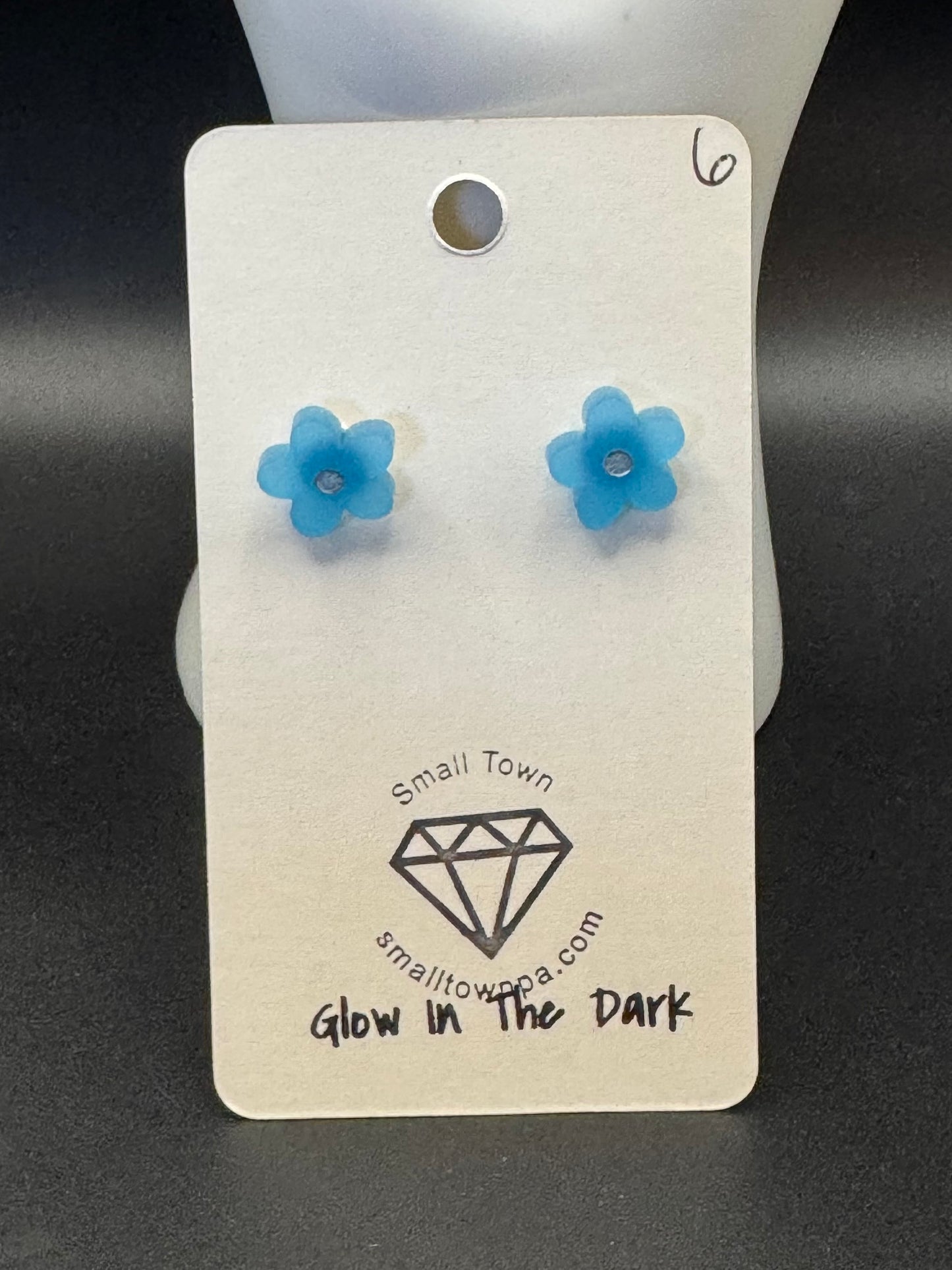 Glowing Blue Flower Studs