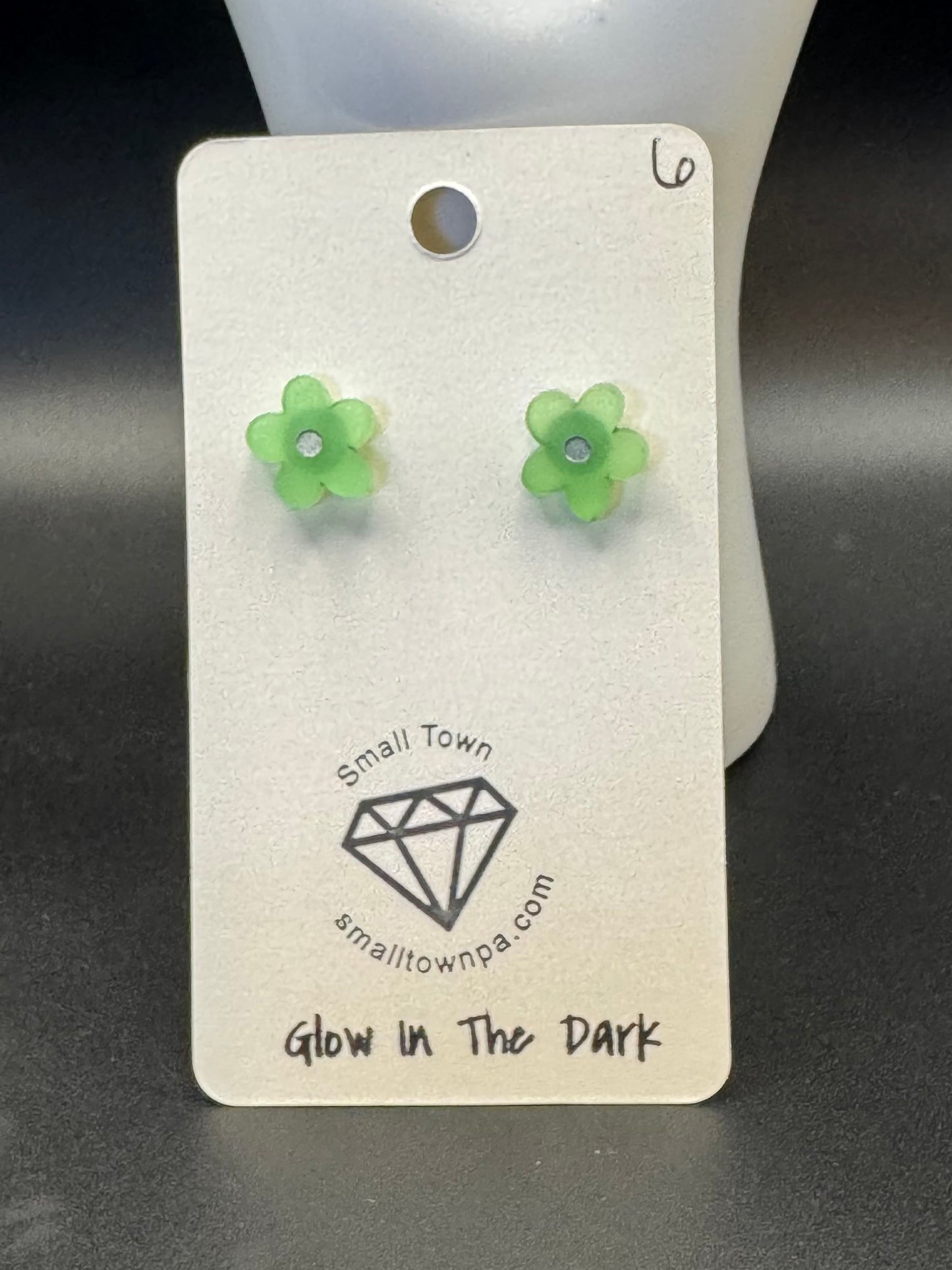Glowing Green Flower Studs