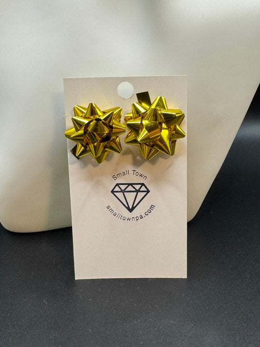 Gold Bow Stud Earrings