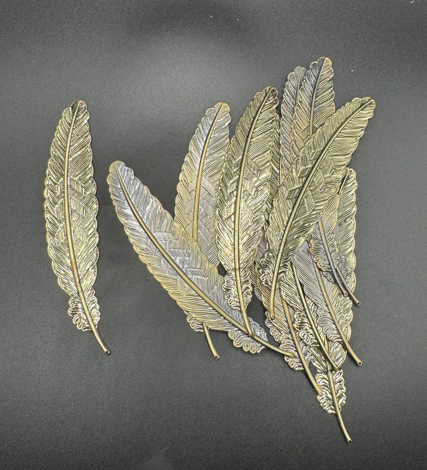 Gold Patina Feather Bookmark