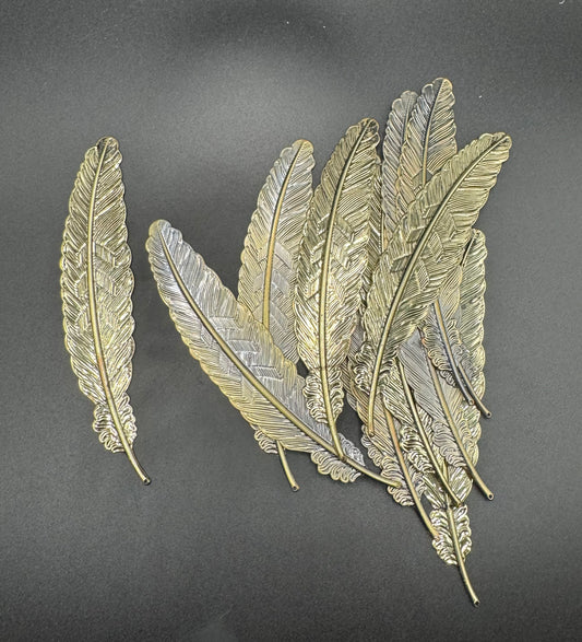 Gold Patina Feather Bookmark