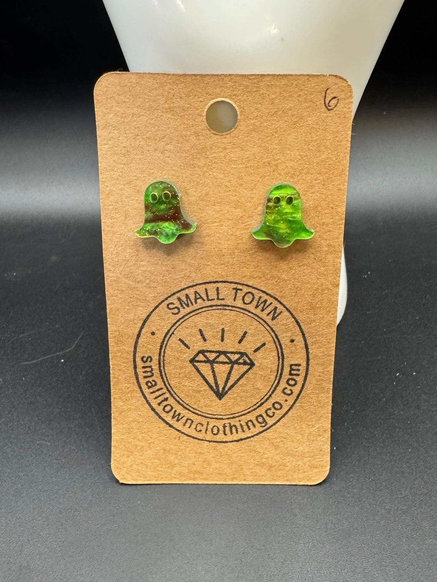 Green Starry Night Ghost Studs