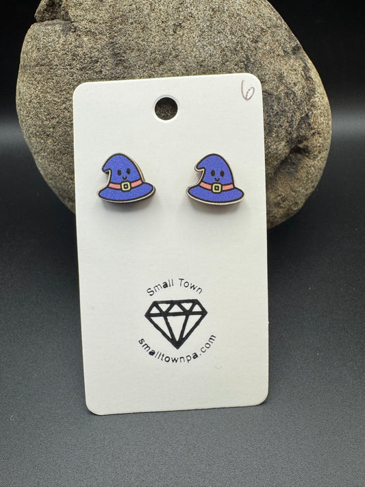 Happy Witch Hat Stud Earrings