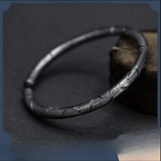 Obsidian Bamboo Cuff Bracelet