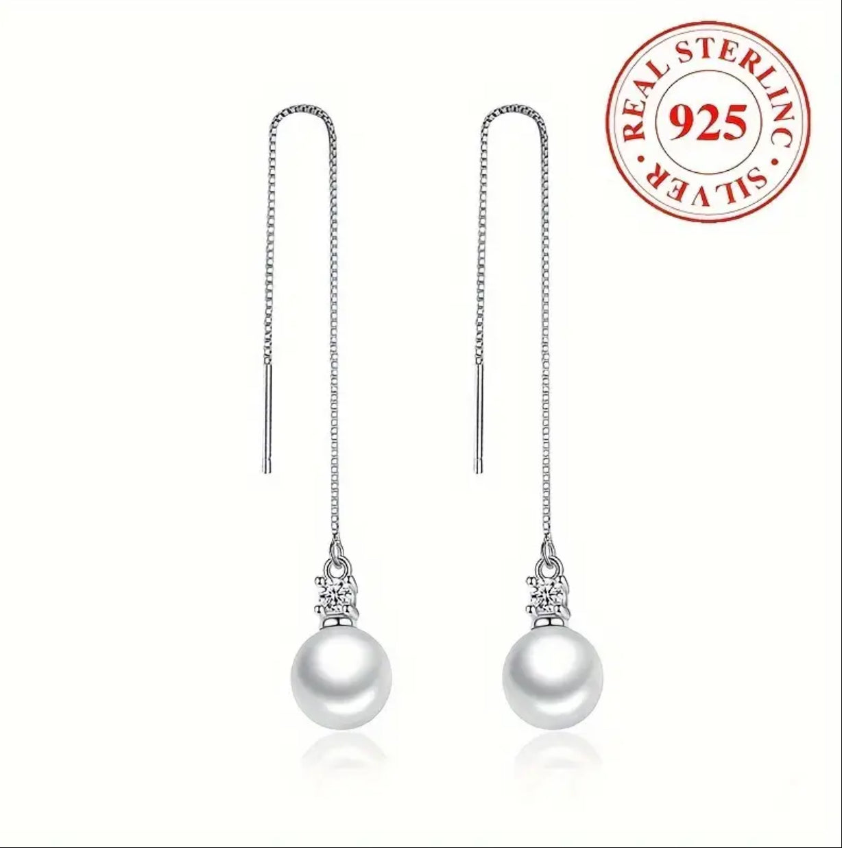 Sterling Silver Shoulder Dusters with Pearl