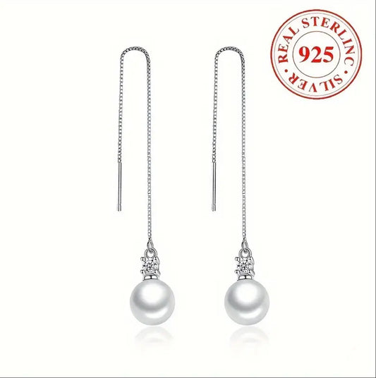 Sterling Silver Shoulder Dusters with Pearl