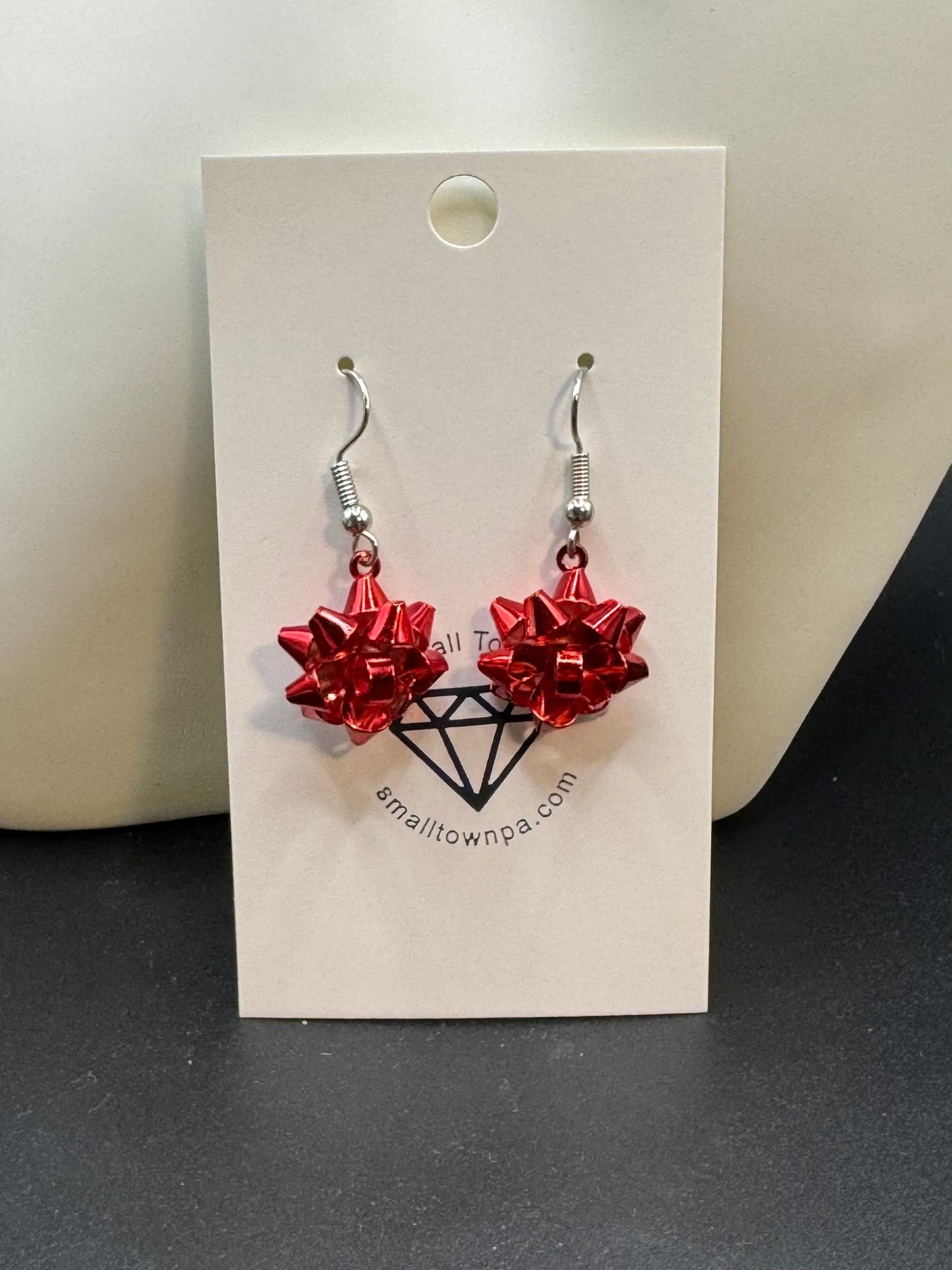 Red Bow Dangle Earrings