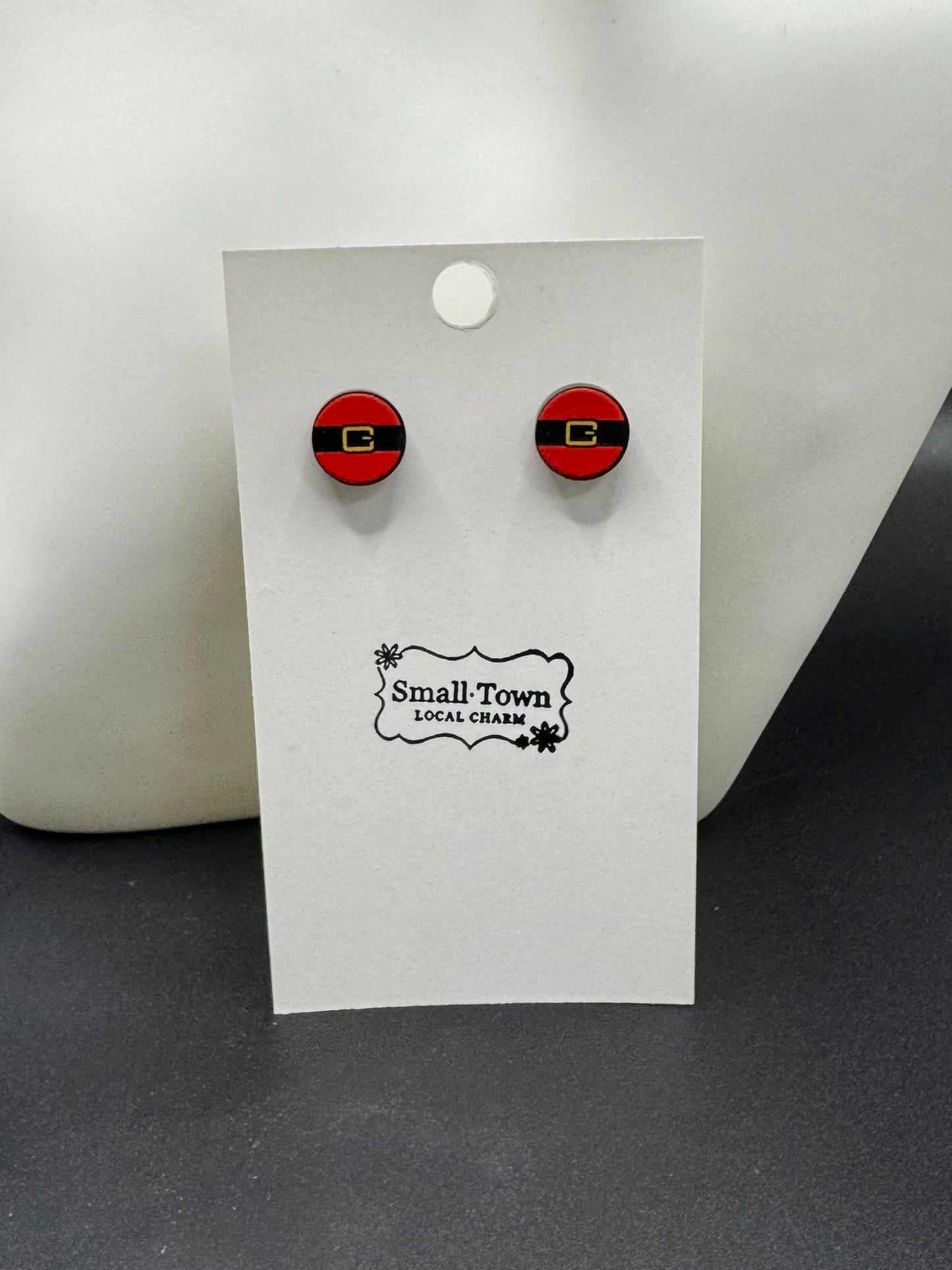 Santa Belt Buckle Stud Earrings