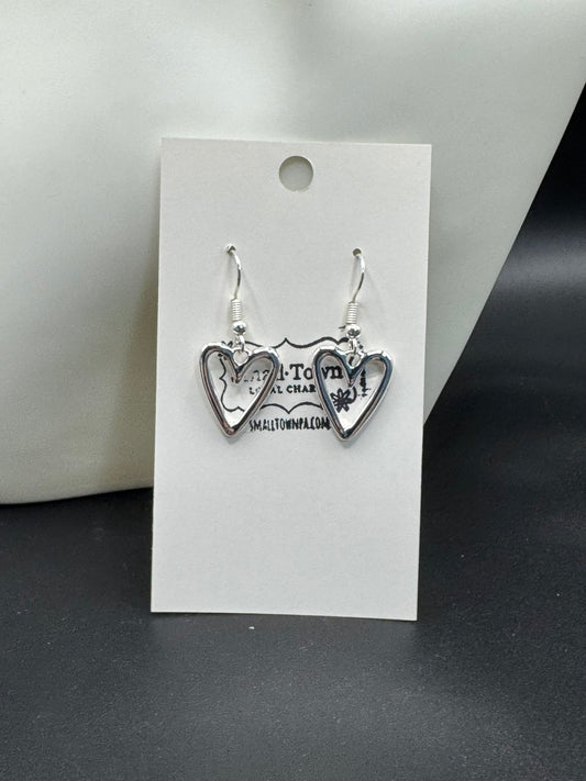 Silver Plated Heart Dangle Earrings