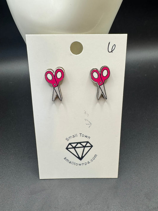Small Wooden Scissor Studs