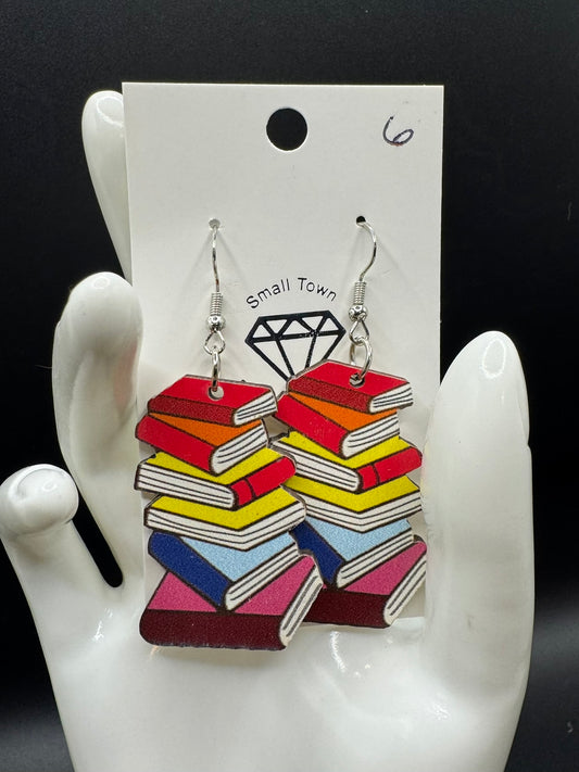 Stacked Books Dangle Earrings