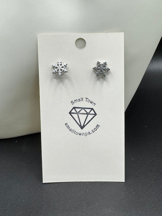 Stainless Steel Snowflake Stud Earrings