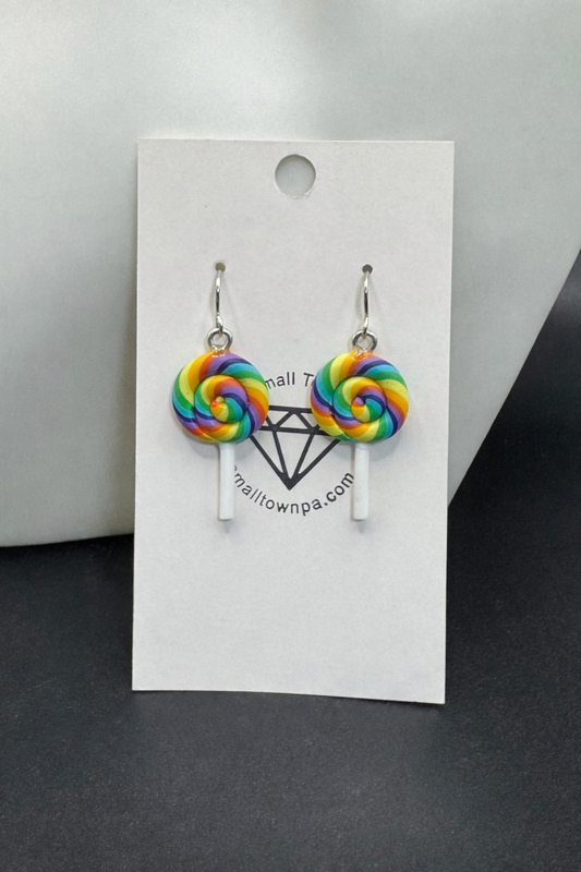 Swirl Lollipop Dangle Earrings