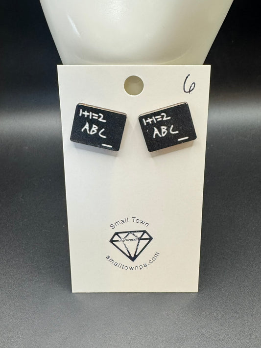 Tiny Chalkboard Stud Earrings