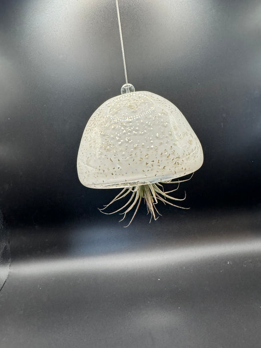 White Hand-Blown Glass Jellyfish Air-Planter (Plant not included)