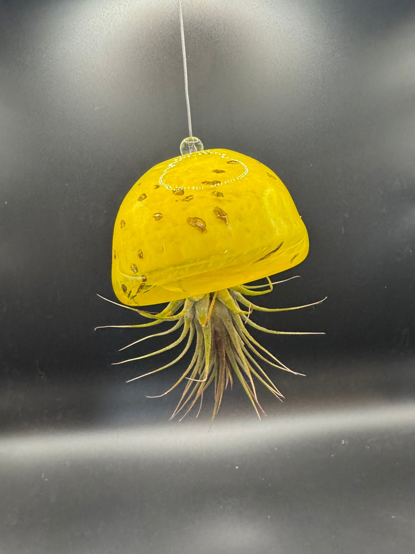 Yellow Hand-Blown Glass Jellyfish air-planter (Plant not included)